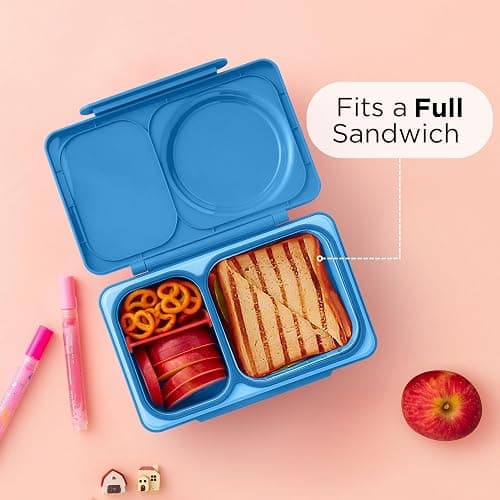Omie OmieBox UP bento Box for Kids | Insulated Lunch Box | Leak Proof Vacuum Insulated Thermal Food jar | Cooler ice Pack | 2 Compartments (Cosmic Blue) thumbnail 8