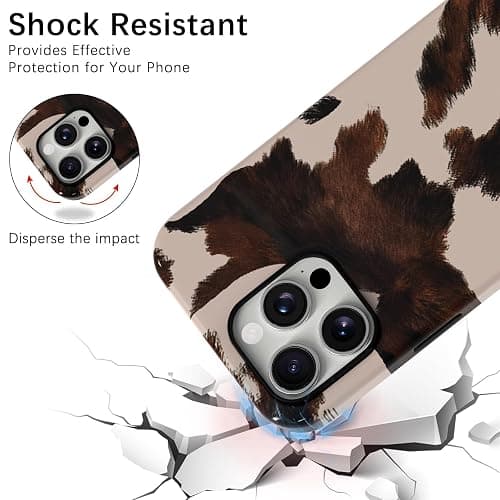 Skyseaco for iPhone 15 Pro Max Case, Treny Cow Print Phone Case Hybrid 2-Layer Hard Shell,Shockproof Soft for Girl Women Boy Men thumbnail 3