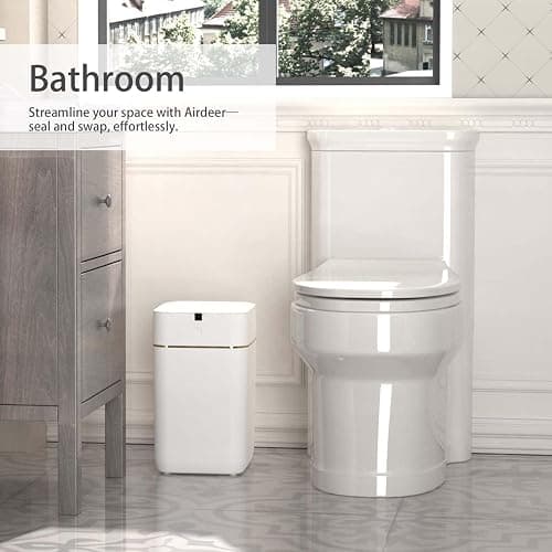 Airdeer Automatic Trash Can, 4 Gallon Self Sealing and Self-Changing Smart Trash Can, Motion Sensor, Touchless Garbage can with lid for Kitchen Bathroom Office, 6 Refill Rings(A1, Golden line) thumbnail 2