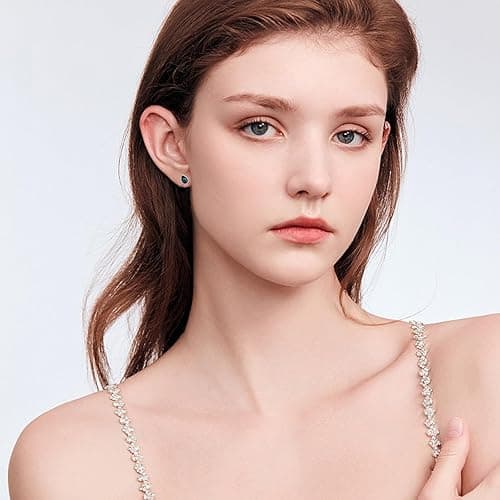 MEDWISE 925 Sterling Silver Moonstone/Turquoise/Malachite Teardrop Bridal Stud Earrings - Cartilage Studs, Hypoallergenic Perfect for Weddings Gifts thumbnail 4