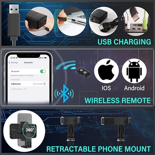 UBeesize 14'' Foldable Ring Light with 62'' Tripod Stand and Phone Holder, LED Selfie RingLight for iPhone with Remote, Circle Light for Tiktok/YouTube/Photography/Makeup/Live Stream thumbnail 5