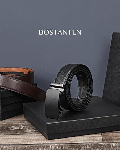 BOSTANTEN Mens Belt Leather Ratchet Belt For Men Dress and Casual with Adjustable Buckle, Trim to Fit thumbnail 6