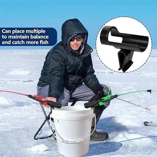 Shupakul Bucket Rod Holder - Durable Ice Fishing Pole Rack for Almost Any Ice Rods on Your Bucket (Black) thumbnail 6
