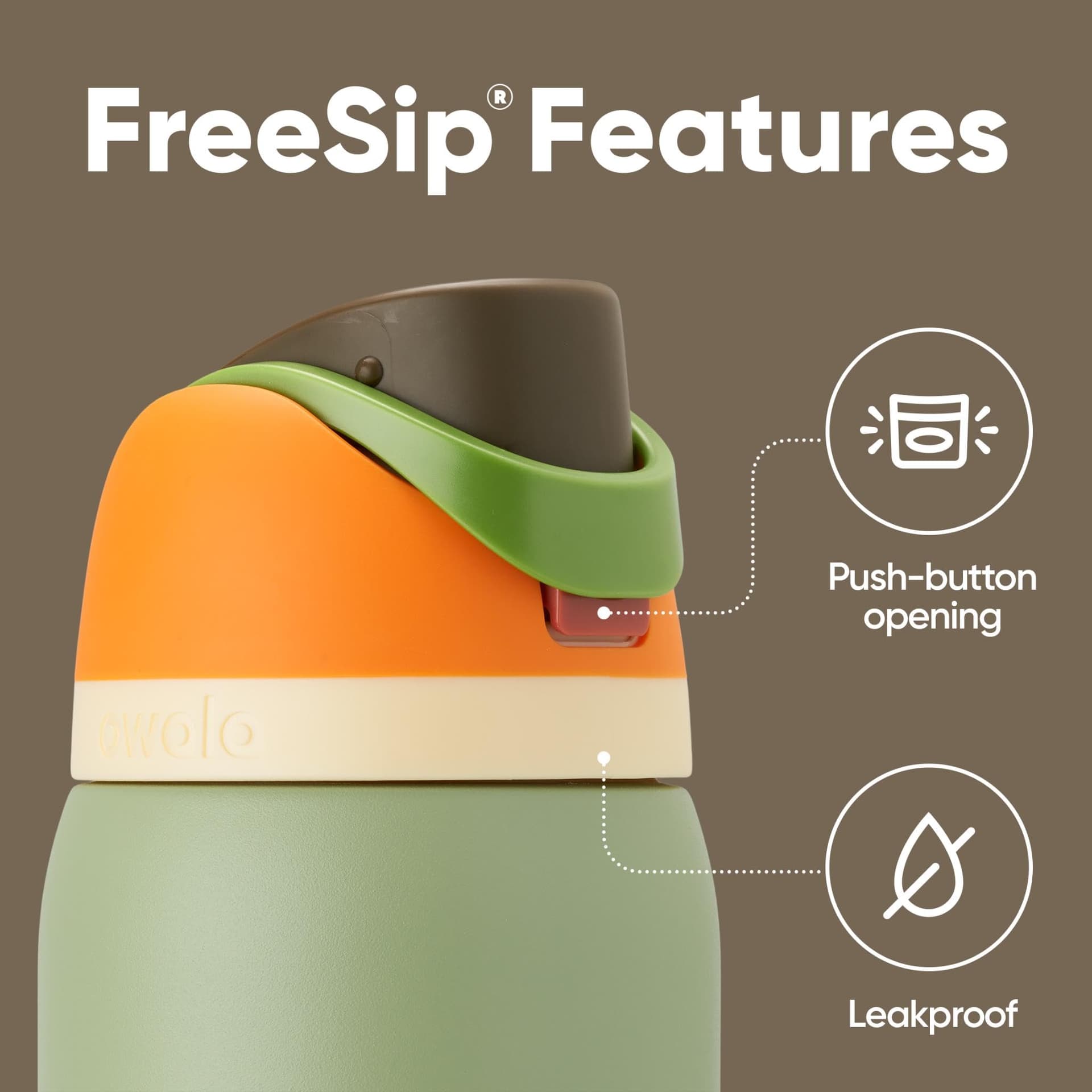 Owala FreeSip Insulated Stainless Steel Water Bottle with Straw, BPA-Free Sports Water Bottle, Great for Travel, 32 Oz, Camo Cool thumbnail 3