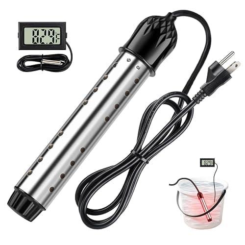 Portable Water Heater for Buckets & Tubs, 2000W Immersion Heater with Intelligent Shut-Off, Stainless Steel Guard & Digital Temperature Sensor, Fast Heating for Backyard Pools, RVs & Home Use - Image 1