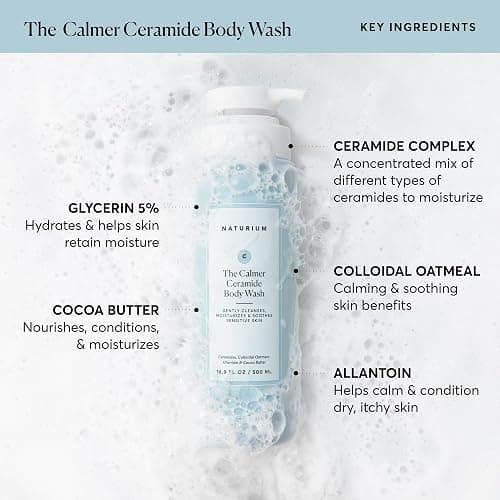 Naturium The Calmer Ceramide Body Wash, Frangrance-Free, Cleansing & Moisturizing for Dry, Sensitive Skin, Dermatologist-Tested, Paraben & Cruelty-Free, 16.9 oz thumbnail 4