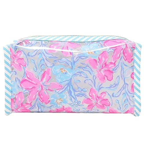 Lilly Pulitzer Vinyl Pouch, Beachside Haven | Cute, Semi-Clear, Water Resistant, Zipper Bag Pencil Case for Stationery, Small Toiletries, and Makeup thumbnail 3