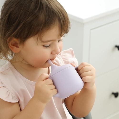 Moonkie Silicone Baby Sippy Cups | 3 Stages Training Cup Straw Cup for Infants Toddlers and Kid | 4 oz 2Pack thumbnail 2