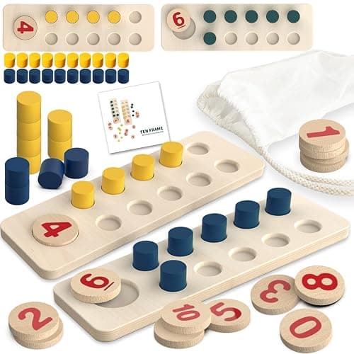 TEUVO Montessori Counting Peg Abacus for Kids Age 3 4 5 6 Years Old, Math Manipulatives Materials Wooden Learning Toys Numberblocks Toddler Puzzle & Kindergarten Home School Montessori Teaching - Image 1