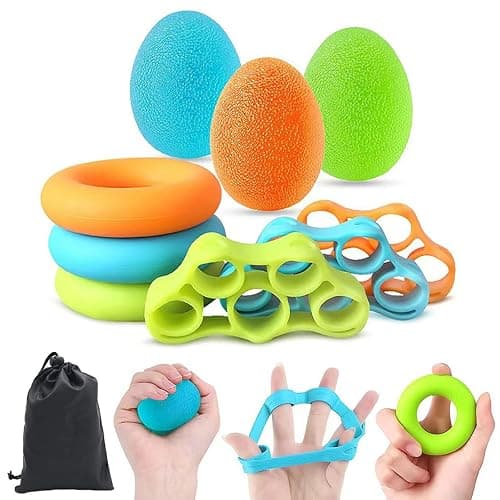 Tigayhc 9Pcs Set Hand Grip Strengthener,Finger Exerciser Stress Relief,Hand Squeeze Ball Kit for Grip Strength,Silicone Finger Gripper, Trainer for Relieve Wrist,Muscle Training,Sports,Fitness - Image 1