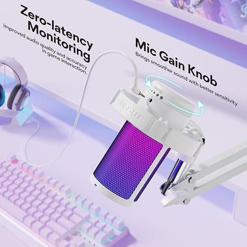 MAONO USB Gaming Microphone with Noise Cancellation, Computer PC Mic with Boom Arm, RGB Light, Mute, Gain, Monitoring Streaming Mic for Podcast, YouTube, Twitch, Discord, PS5/4, GamerWave DGM20S thumbnail 4