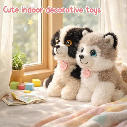 Mushymallow Sitting Dog Stuffed Animal Soft Plush Toy, Gray | 6" Adorable Plush Toy Pocket-Sized Stuffed Dog for Boys Girls Kids Adults Desk Decor Birthday Christmas Gift thumbnail 6