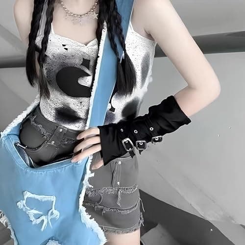 1 Paar Fingerlose Handschuhe, Punkhandschuhe,Hip-Hop-Persönlichkeitshandschuhe, Partykleid-Handschuhe,Goth Arm Ärmel, Armstulpen, für Halloween, Party, Hip Hop, Cosplay, für Damen und Herren thumbnail 7