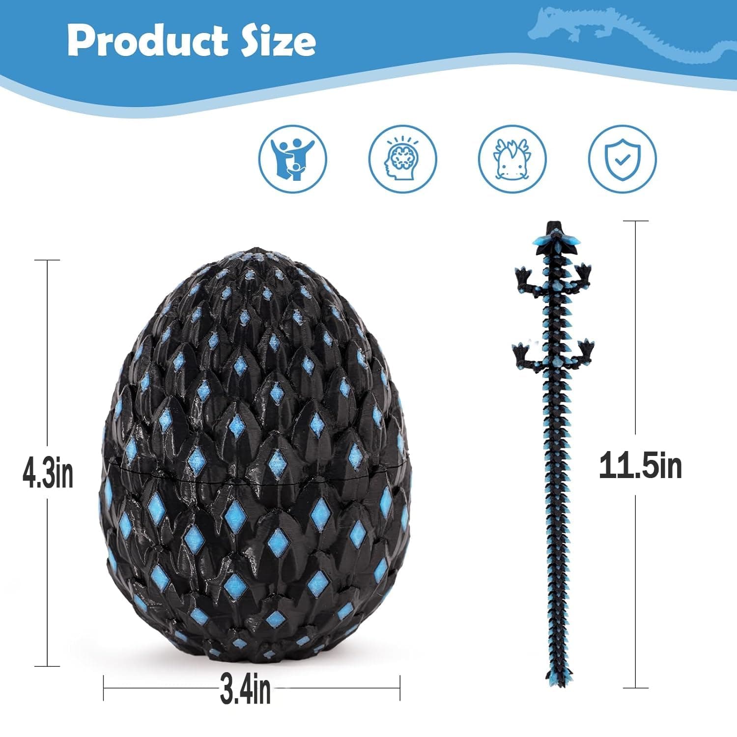 3D Printed Dragon Eggs Mystery Dragon Egg Articulated Animals Glow in The Dark Fidget Toy Crystal 3D Print Dinosaur Eggs for Kids Boys Girls Home Decor thumbnail 2