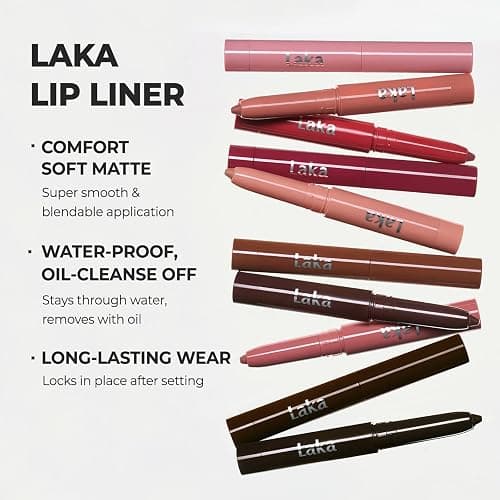 Laka Lip Liner - Smooth & Blendable Soft Matte Lip Contour Pencil for Shaping & Overlining Lips | Waterproof Formula, Oil-Cleanse Off, Long-Lasting Wear | #02 Suede Pink (Cool Nude Pink) thumbnail 4