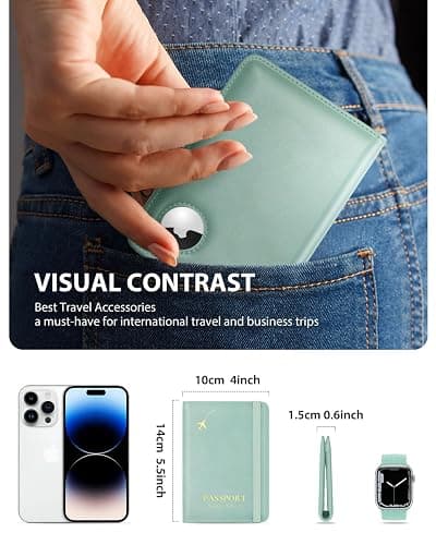 Stouchi AirTag Passport Holder – Slim RFID Travel Wallet | Ultra-slim, Waterproof PU Leather, 5 Card Slots, RFID Blocking, AirTag Slot – Perfect for US Passports, Snug for EU thumbnail 6