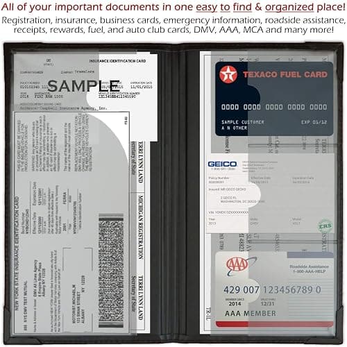 PlusXpres Registration and Insurance Card Holder - Car Organizer - Black | Vehicle Glove Box Document Organizer, Auto Essential Paperwork Holder for Contact Information Cards, Interior Car Accessories thumbnail 4