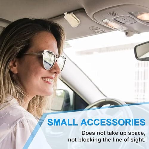 LTOHOE 2 Pack Sunglass Holder for Car, Magnetic Leather Sunglasses Holder and Ticket Card Clip, Universal for Different Size Glasses, Car Visor Accessories(Beige) thumbnail 5