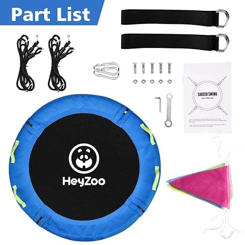 HeyZoo Tree Swing, Saucer Flying Swing 40 Inch for Kids, 900lbs Weight Capacity, with Adjustable Hanging Straps, for Backyard and Outdoor Playground, Gifts for Kids, Blue thumbnail 6