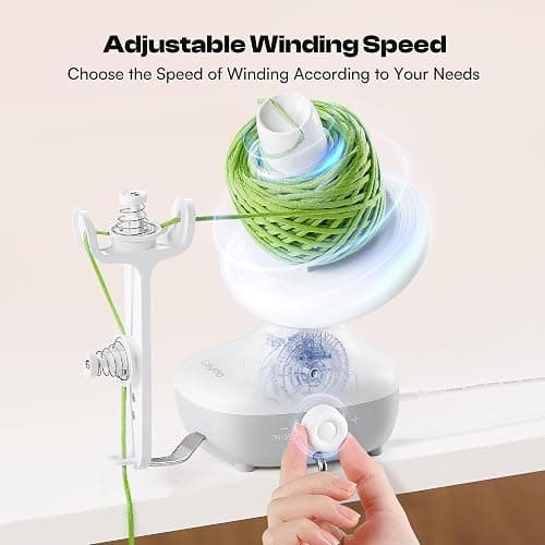 Caydo Yarn Winder, Mini Electric Yarn Winder, Automatic Yarn Cake Winder with Dual Tension Spring Stepless Speed, Compact 7oz Yarn Winder for Crocheting Yarn Spinner, Ideal for Crochet Enthusiasts thumbnail 4