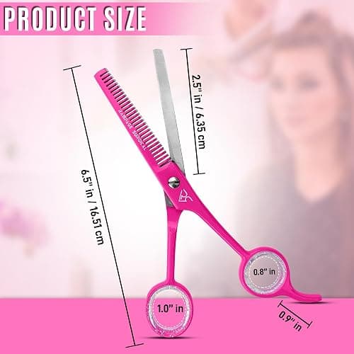 Professional Hairdresser Thinning Scissors 6.5'' - Pink Hair Cutting Thinning Shears, Japanese Stainless Steel Barber Thinning Scissor for Men & Women (Thinning Scissors, Japanese, B-5) thumbnail 3