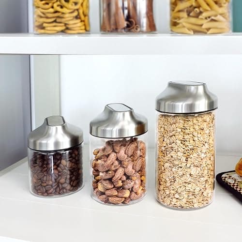 Aelga 34oz Glass Food Jars Canisters with Lid, Wide Mouth Storage Jars with Airtight Lids, Clear Food Storage Containers for Flour, Cereal, Coffee, Nuts & More thumbnail 8