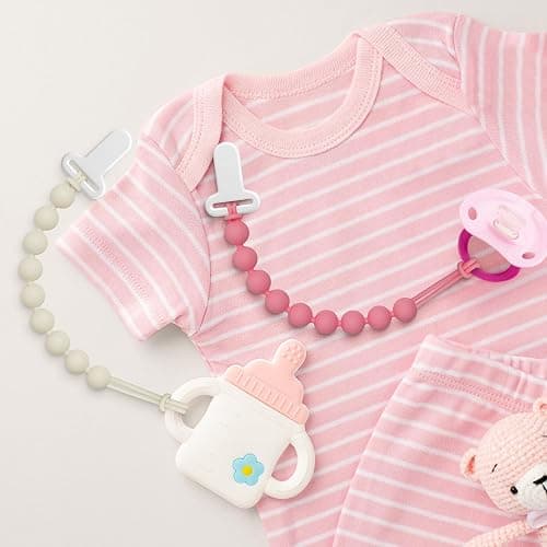 Pacifier Clips Baby Girls - Draklary 4 Pack Paci Clip Silicone Soothe Baby Binky Holder for Newborn Essentials Shower Birthday Gift thumbnail 6