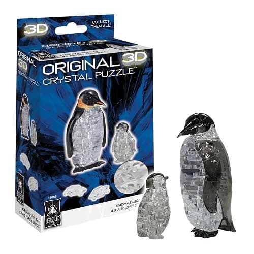 BePuzzled | Penguin and Baby Original 3D Crystal Puzzle, Ages 12 and Up - 3D Crystal Puzzle - Penguin and Baby - Image 1