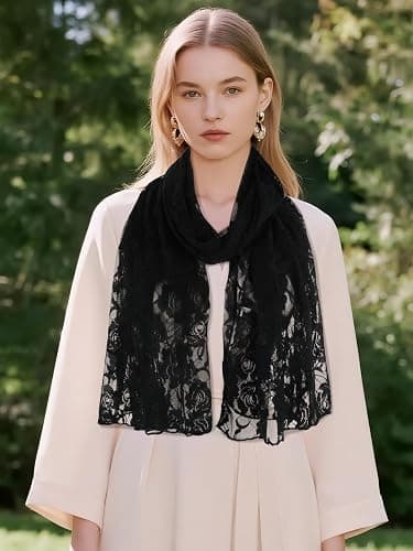GERINLY Stylish Scarves for Women Lightweight Fashion Lace Printed Wrap Scarfs Shawl for Dress thumbnail 5