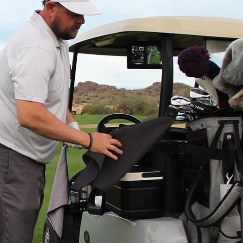 STICKIT Magnetic Golf Towel Gray and Black 2-Pack | Top-Tier Microfiber Golf Towel with Deep Waffle Pockets | Industrial Strength Magnet for Strong Hold to Golf Carts or Clubs thumbnail 2