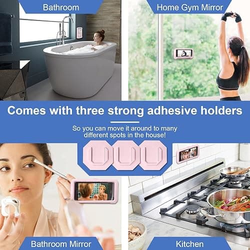 URROY Shower Phone Holder Waterproof, 360° Rotation Shower Phone Case, Anti-Fog High Sensitivity Universal Cover Mount Stand for Bathroom Wall Mirror Bathtub Kitchen, Gift for Men Women thumbnail 3