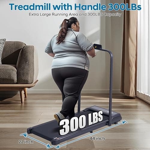 Treadmill with Handles, Folding Foldable Electric Treadmills for Home Small, 3.0HP Walking Pad Treadmills with Handle Bar, 3 in 1 Under Desk Treadmill with Remote Control, LED Display, 300LBS Capacity thumbnail 3