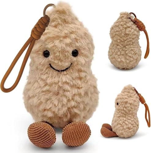 Maomoto Plush Peanut Soft Toy, 5.9‘’ Peanut Plush Doll for Children, Beige Fluffy Stuffed Doll with Feet, Cute Smiling Plush Doll Gift for Birthday and Valentine's Day thumbnail 3