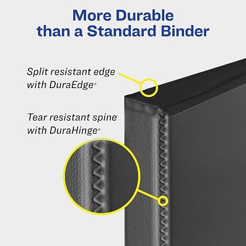 Avery Durable View 3 Ring Binder, 1/2 Inch Slant Rings, 1 Black Binder (17001) thumbnail 4