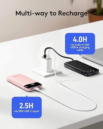 Orfeika Fast Charging Portable Charger Power Bank with Built-in 4 Cables | 10000mAh|Ultra-Slim&Light|Flight-Safe|Power 6 Devices at Once|22.5W|Battery Pack For iPhone,Samsung,Google|Travel Essentials thumbnail 4