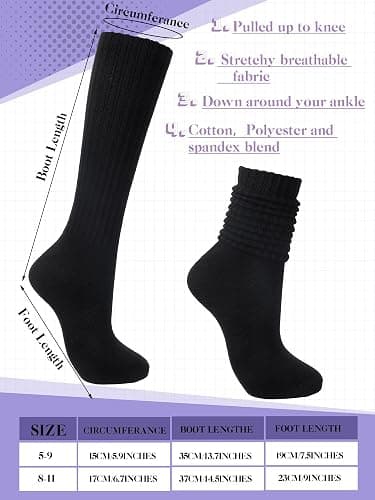 Fourluoo 12 Pairs Women Slouch Socks Bulk Cotton Scrunch Stacked Boot Socks for Women Girls thumbnail 3