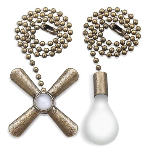 Dotlite 2Pack Bronze Ceiling Fan Pull Chains Glow in the Dark,3mm Diameter Beaded Decorative Light Pull Chain Pendant Extension, Fan and Bulb Shaped Ornaments Cord Extender thumbnail 7