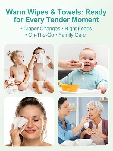 KOSTTE Baby Wipes Warmer, Larger Capacity Wipe Dispenser, Even Heating Diaper Wipe Warmer with Night Light, On/Off Switch, White thumbnail 6