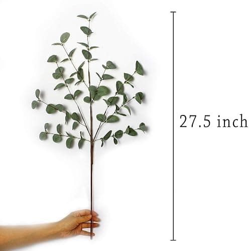 VGIA 6 Pcs 27" Eucalyptus Stems Greenery Stems Eucalyptus Leaf Spray in Green Silk Plastic Plants Floral Artificial Plants for Home Party Wedding Decoration thumbnail 2