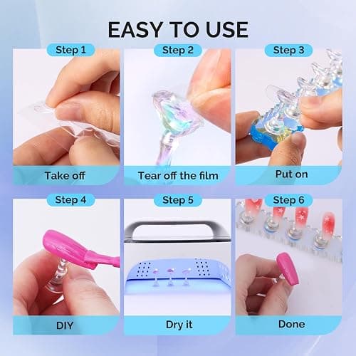 MelodySusie Nail Stand for Press Ons, 2 Sets Blue Acrylic Magnetic Base for Painting Display Holder with Reusable Adhesive Putty for Home DIY Salon Supplies thumbnail 6