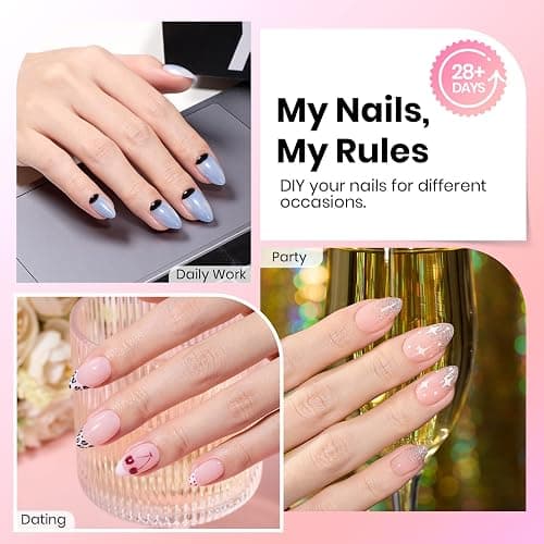 Beetles Gel Nail Tips Curve-EX - Almond Short, 320pcs 16 Sizes, Etch-X Half Matte Full Cover Soft Acrylic False Press on Nail Tips Easy DIY Nail Extension Art Salon for Curved & Natural Nail Beds thumbnail 2