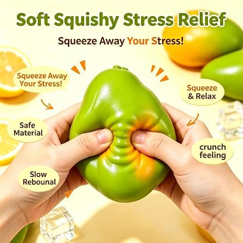 Crunchy Mango Squishy Asmr Bead Filled, Slow Rising Squeeze Fidget Toy | Realistic Fruit Squeeze Ball with Crunch Sound, Durable Portable Slow Rebound Calming Tool for Kids Adults thumbnail 3