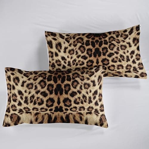 QOOMO 3Pcs Leopard Print Comforter Set Full,Cheetah Bedding Set for Teens Boys Girls,Brown Leopard Printed Comforter with 2 Pillowcases,Down Alternative,Soft and Lightweight thumbnail 7