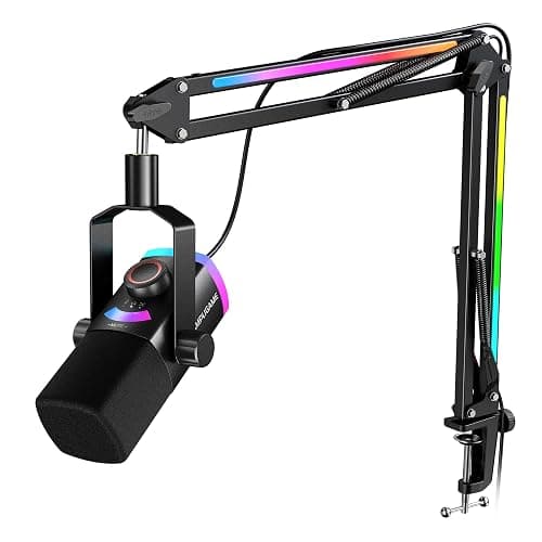 FIFINE Gaming Microphone Kit, XLR/USB Dynamic PC Microphone with Boom Arm for Podcast Recording, RGB Streaming Mic Set, Tap-to-Mute, Mix Control, Headphone Jack-AmpliGame AM8PROT - Image 1