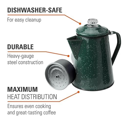 GSI Outdoors Percolator Coffee Pot | Enamelware Campfire Coffee Boiler Kettle for Outdoor Camping Cookware, Cabin, RV, Kitchen, Hunting & Backpacking thumbnail 6