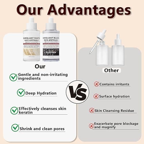 2PCS Rice Exfoliating Ampoule Set, Black & White Rice Peel Shot Glow Rice Ampoule Duo, Gentle Peel + Pore Minimizing & Deep Hydration for All Skin Types thumbnail 7