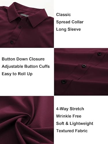 PJ PAUL JONES Mens Long Sleeve Button Down Shirts Wrinkle Free Stretch Untucked Dress Shirts Business Casual Shirt thumbnail 6