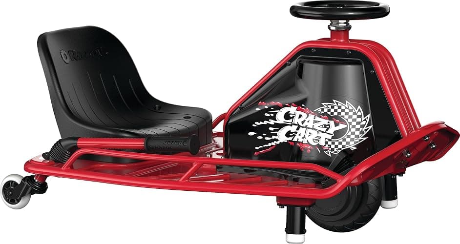 Razor Crazy Cart - 24V Electric Drifting Go Kart - Variable Speed, Up to 12 mph, Drift Bar for Controlled Drifts, One Size, Black/Red thumbnail 2