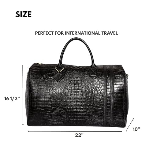 Tote&Carry Apollo 2 Duffle Bag for Travel Women & Men, TSA Approved Carry On Duffel Bag, Premium Vegan, Durable Weekender Luggage for All-Purpose Use (XL - Crocodile Skin, Black) thumbnail 4