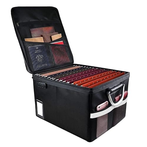 Fireproof Document File Organizer Box, Fireproof Safe Box with Lock, Portable Office Storage Cabinet for Hanging Letter/Legal Folder 16.1 x 12.9 x 11in - Image 1